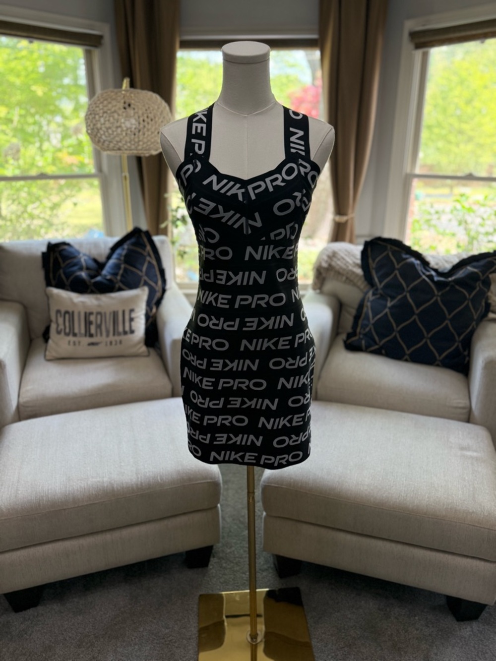 Nike Black Logo-Allover Bodycon Mini Dress